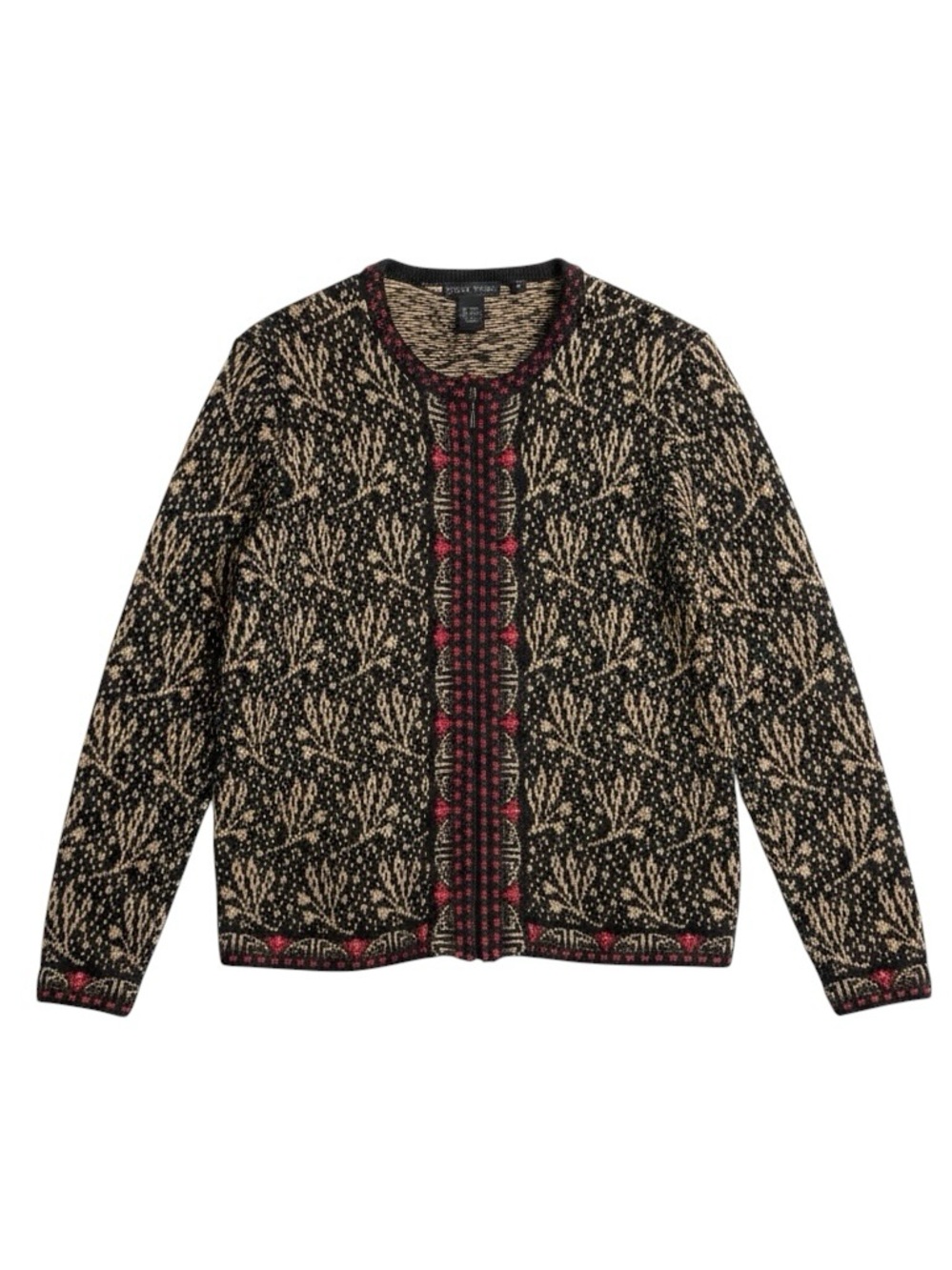 Nomadic Traders Ramie Cotton Floral Zip Cardigan Sweater Size Medium Boho